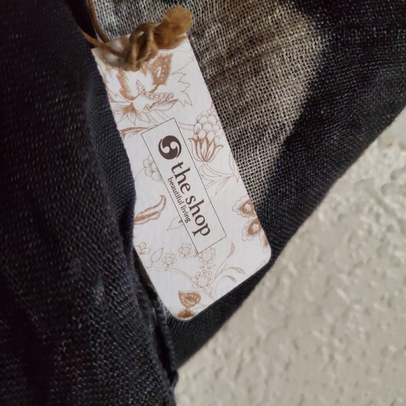 The Shop Black White Linen Fringed Shawl Scarf - Picture 3 of 8